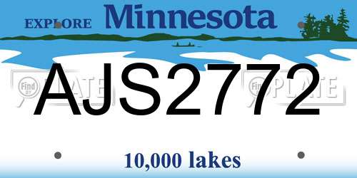 AJS2772 Minnesota License Plate