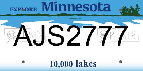 AJS2777 Minnesota License Plate