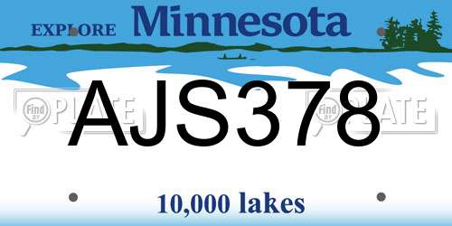 AJS378 Minnesota License Plate