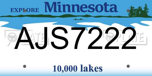AJS7222 Minnesota License Plate