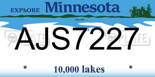 AJS7227 Minnesota License Plate