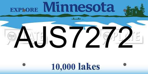 AJS7272 Minnesota License Plate