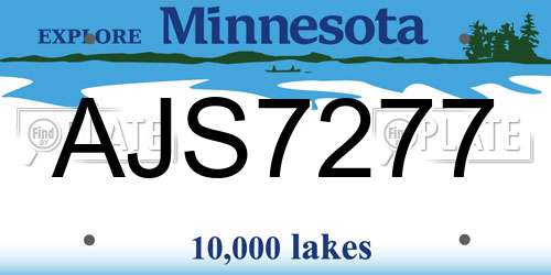 AJS7277 Minnesota License Plate