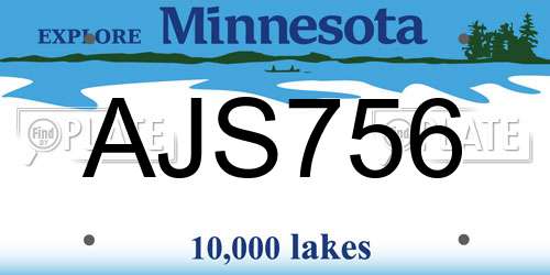 AJS756 Minnesota License Plate