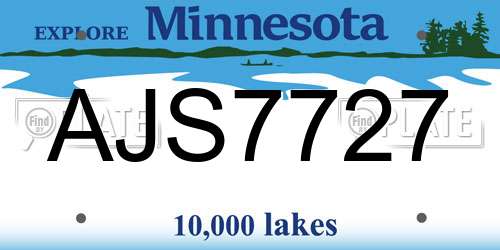 AJS7727 Minnesota License Plate