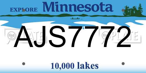 AJS7772 Minnesota License Plate