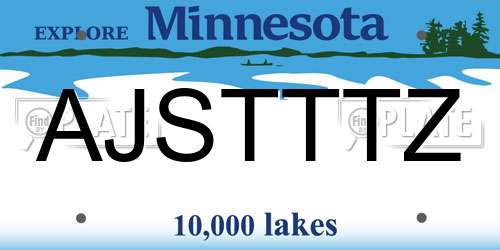 AJSTTTZ Minnesota License Plate
