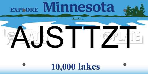 AJSTTZT Minnesota License Plate