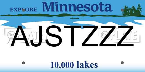AJSTZZZ Minnesota License Plate
