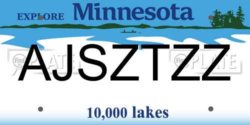 AJSZTZZ Minnesota License Plate