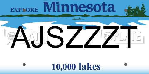 AJSZZZT Minnesota License Plate