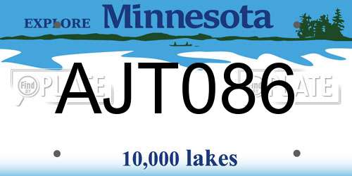 AJT086 Minnesota License Plate