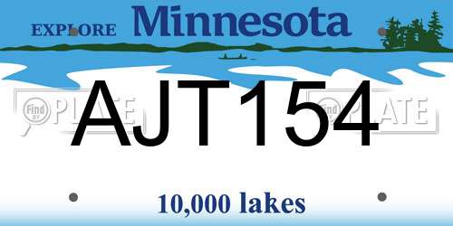 AJT154 Minnesota License Plate