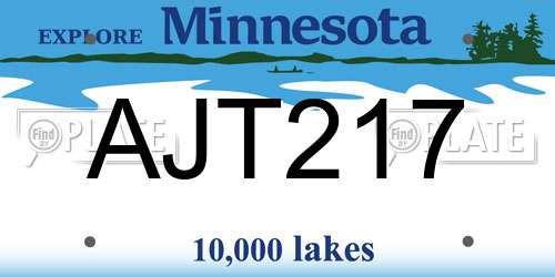 AJT217 Minnesota License Plate