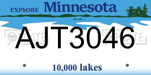 AJT3046 Minnesota License Plate