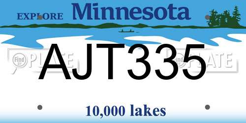 AJT335 Minnesota License Plate