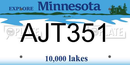 AJT351 Minnesota License Plate