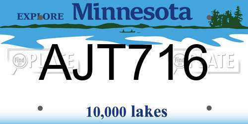 AJT716 Minnesota License Plate