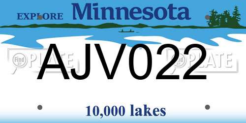 AJV022 Minnesota License Plate