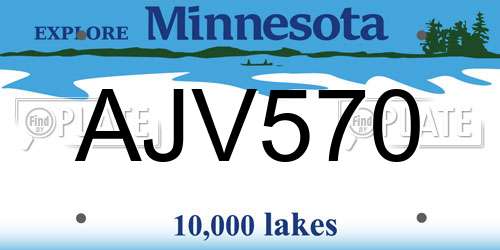 AJV570 Minnesota License Plate