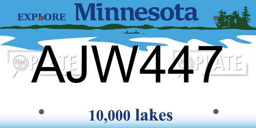 AJW447 Minnesota License Plate