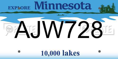 AJW728 Minnesota License Plate