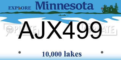 AJX499 Minnesota License Plate