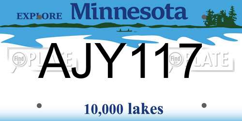 AJY117 Minnesota License Plate