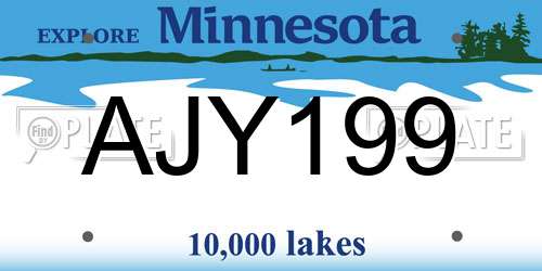 AJY199 Minnesota License Plate