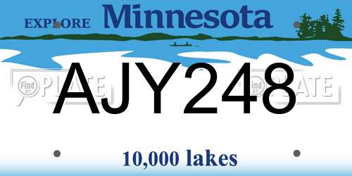 AJY248 Minnesota License Plate