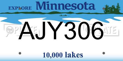 AJY306 Minnesota License Plate