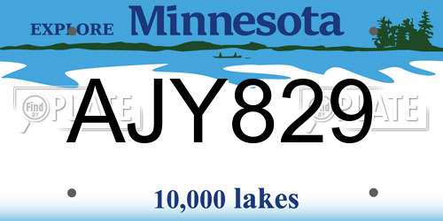 AJY829 Minnesota License Plate