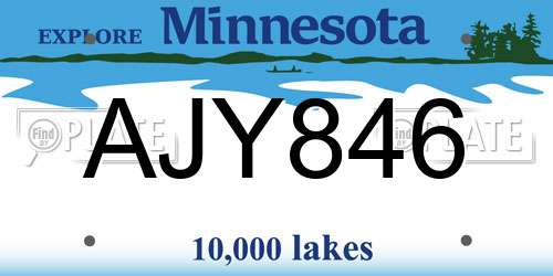 AJY846 Minnesota License Plate