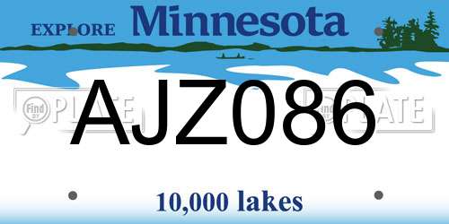 AJZ086 Minnesota License Plate