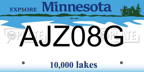 AJZ08G Minnesota License Plate