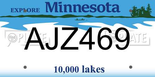 AJZ469 Minnesota License Plate