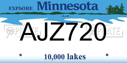 AJZ720 Minnesota License Plate