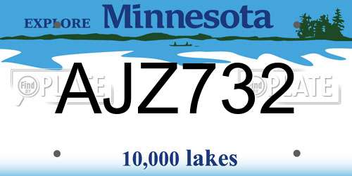 AJZ732 Minnesota License Plate