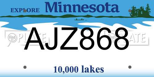 AJZ868 Minnesota License Plate