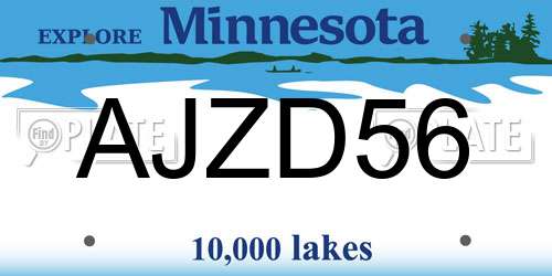AJZD56 Minnesota License Plate