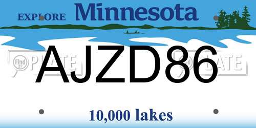 AJZD86 Minnesota License Plate