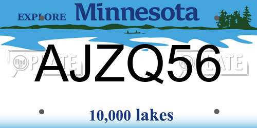 AJZQ56 Minnesota License Plate