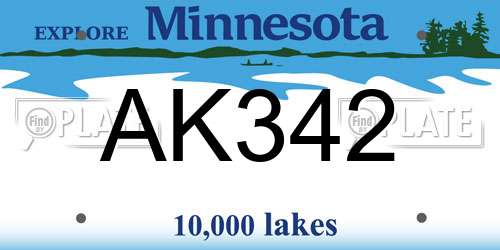 AK342 Minnesota License Plate