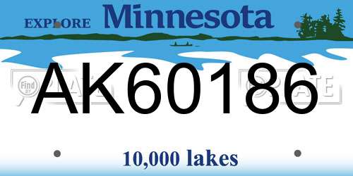 AK60186 Minnesota License Plate