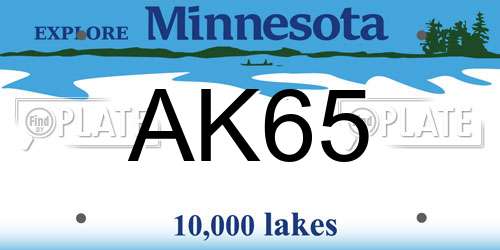 AK65 Minnesota License Plate