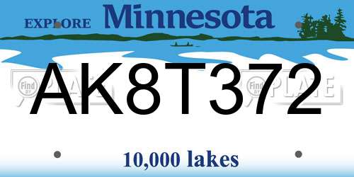 AK8T372 Minnesota License Plate