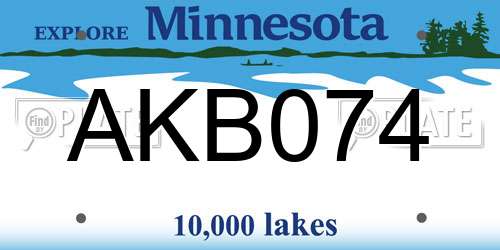 AKB074 Minnesota License Plate
