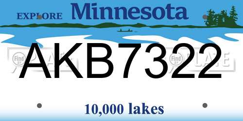 AKB7322 Minnesota License Plate
