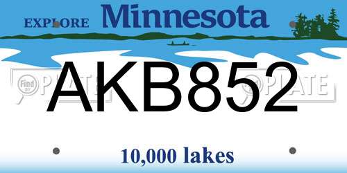 AKB852 Minnesota License Plate