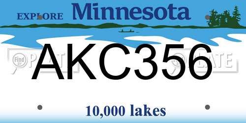 AKC356 Minnesota License Plate